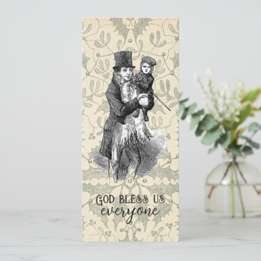 神は私たちを祝福する誰もがディケンクリスマスブックマーク シーズンカード (スタンド正面)