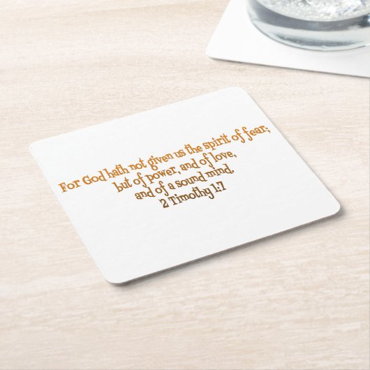 神は私たち与えに恐怖の精神を持たない スクエアペーパーコースター (アングル)