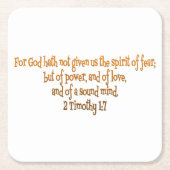 神は私たち与えに恐怖の精神を持たない スクエアペーパーコースター (正面)