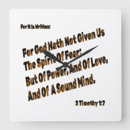 神は私たち与えに恐怖の精神を持たない スクエア壁時計