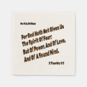 神は私たち与えに恐怖の精神を持たない スタンダードカクテルナプキン (正面)