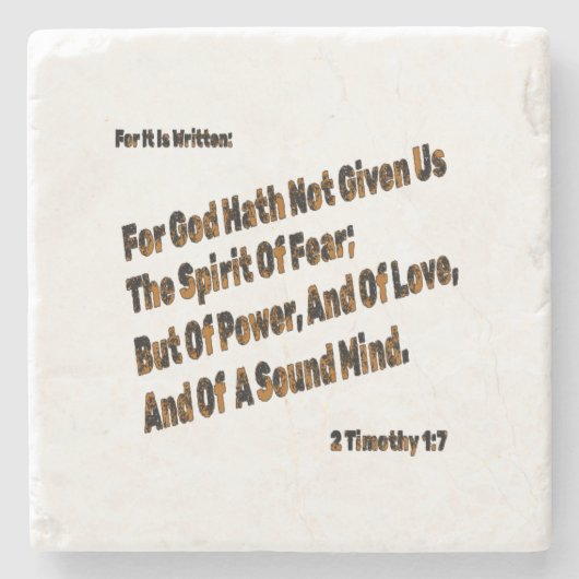 神は私たち与えに恐怖の精神を持たない ストーンコースター (正面)