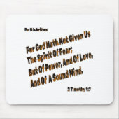 神は私たち与えに恐怖の精神を持たない マウスパッド (正面)