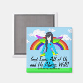 神は私たち全員を愛し、神は常に愛する！ マグネット (正面/裏面)