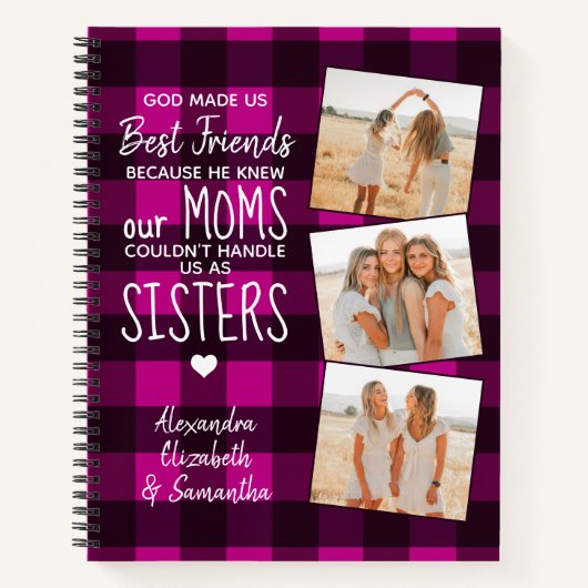 神は私たち友最高の達をピンクバッファロープライド写真にした ノートブック (正面)