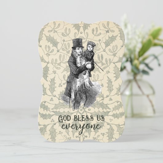 神は私たち皆を祝福するディケンクリスマスカロルカード (スタンド正面)