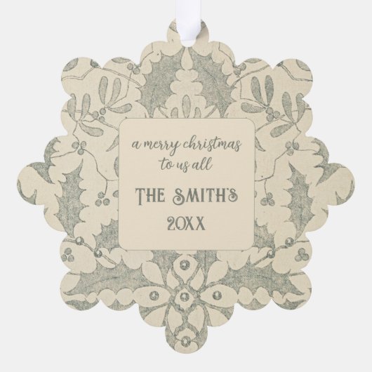 神は私たち皆を祝福するディケンクリスマスカロル オーナメントカード (裏面)