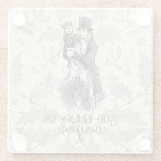 神は私たち皆を祝福するディケンクリスマスカロル ガラスコースター (裏面)