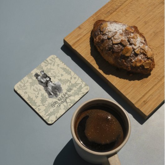 神は私たち皆を祝福するディケンクリスマスカロル スクエアペーパーコースター