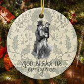 神は私たち皆を祝福するディケンクリスマスカロル セラミックオーナメント