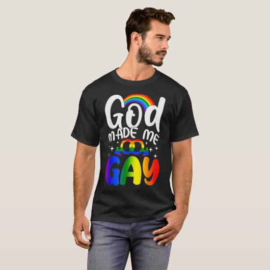 神は私にゲイLGBT LGBTQプライドクリスチャンゲイ Tシャツ (正面フル)