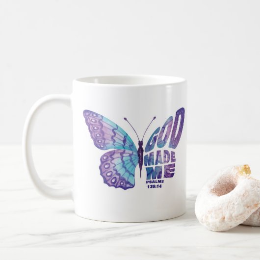 神は私に詩篇を作った139:14女と女の子クリスチャン コーヒーマグカップ (ドーナツ)