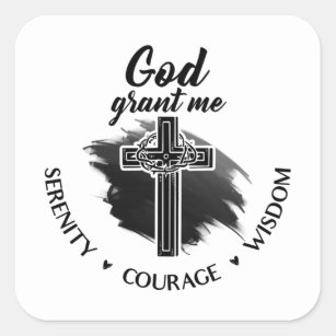 神は私に静けさ、勇気、知恵を与えてくれる クリスチャン スクエアシール
