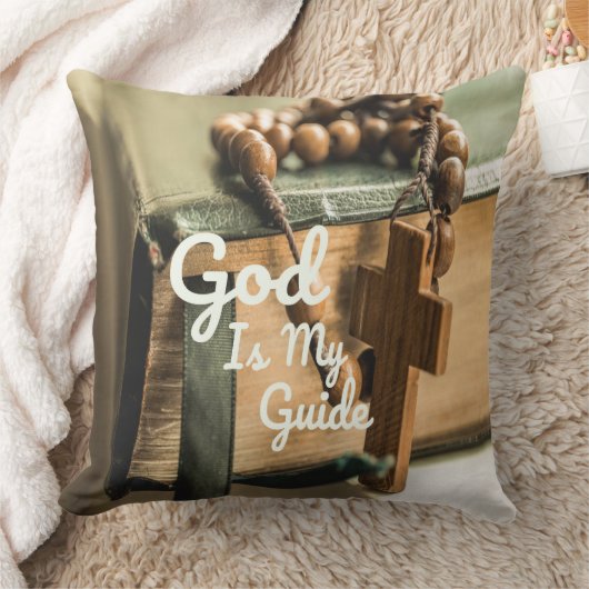 神は私のガイドバイブルとロザリークロス クッション (ブランケット)