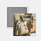 神は私のガイドバイブルとロザリークロス マグネット (正面/裏面)