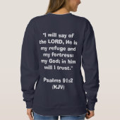 神は私の保護者である – Psalm 91:2 Navy Blue スウェットシャツ (裏面)