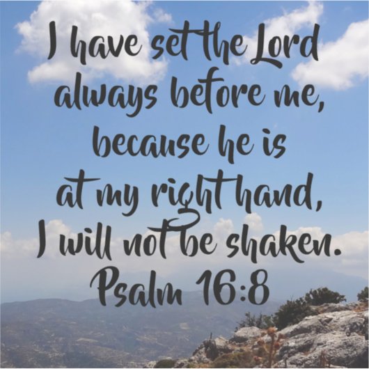 神は私の前にある詩篇6:8大きな聖書の聖句 シール (正面)