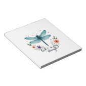 神は私の力 花柄のトンボ キリスト教Tシャツ ノートパッド (アングル)