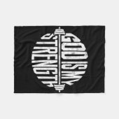 神は私の強さキリスト教信仰ジムトレーニングモト フリースブランケット (正面(横))