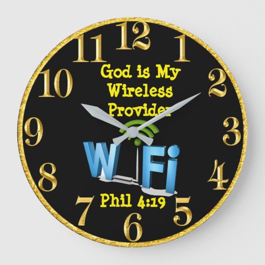 神は私の提供者のフィルの無線4:19の円形の時計です ラージ壁時計 (正面)