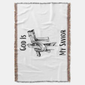 神は私の救い主である聖書のキリスト教をテーマにした スローブランケット (正面縦)