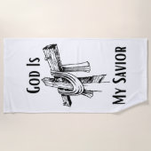 神は私の救い主である聖書のキリスト教をテーマにした ビーチタオル (正面)