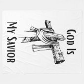 神は私の救い主である聖書のキリスト教をテーマにした フリースブランケット (正面(横))