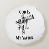 神は私の救い主である聖書のキリスト教をテーマにした ラウンドクッション (裏面)