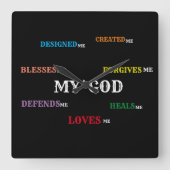 神は私の時計コレクションを設計した。 スクエア壁時計 (正面)