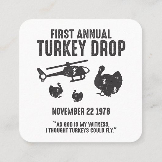 神は私の証人として私はターキー考えが飛ぶことができた スクエア名刺 (裏面)