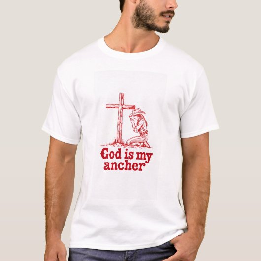 神は私の錨 プレミアム メンズTシャツ Tシャツ (正面)