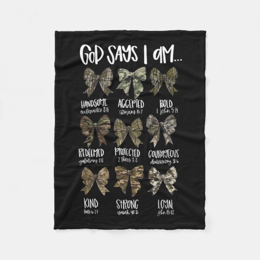 神は私はクリスチャンと言うイエス迷彩柄コケットBow Du フリースブランケット (正面)
