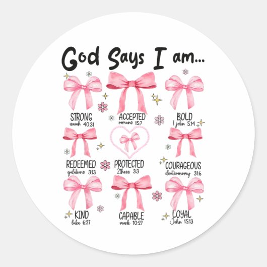 神は私はピンクのコケットのクリスチャンのイエス幸せだと言う ラウンドシール (正面)