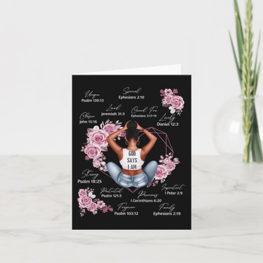 神は私はメラニン黒人歴史月間アフリカ人であると言う カード (正面)