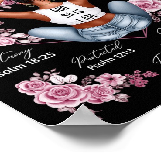 神は私はメラニン黒人歴史月間アフリカ人であると言う ポスター (角)