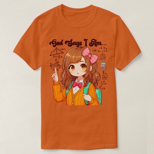 神は私は先生と言う数学デザイン女性L Tシャツ (デザイン正面)
