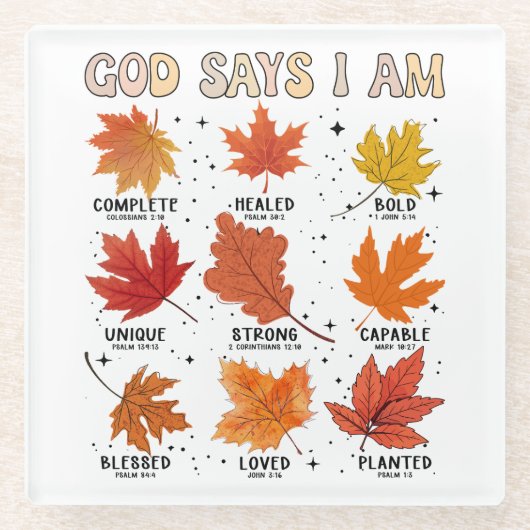 神は私は秋秋の収穫感謝祭おもしろい ガラスコースター (正面)