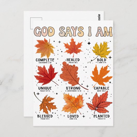 神は私は秋秋の収穫秋の葉ハルと言う ポストカード (正面/裏面)