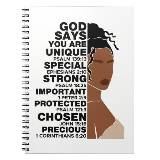 神は私は美しい黒女王メラニン女性であると言う ノートブック (正面)