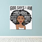 神は私は黒いクリスチャン女性メラニンSistaであると言う キャンバスプリント (インサイチュ (ウッドフロア))