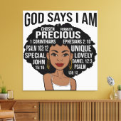 神は私は黒いクリスチャン女性メラニンSistaであると言う キャンバスプリント (インサイチュ (リビング))