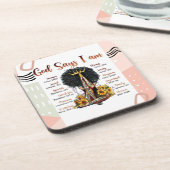 神は私は黒いクリスチャン女性メラニンSistaであると言う コースター (左側)