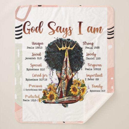 神は私は黒いクリスチャン女性メラニンSistaであると言う シェルパブランケット (正面)