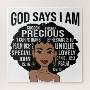 神は私は黒いクリスチャン女性メラニンSistaであると言う ジグソーパズル