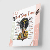 神は私は黒いクリスチャン女性メラニンSistaであると言う スクエア壁時計 (傾斜)