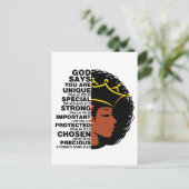 神は私は黒いクリスチャン女性メラニンSistaであると言う ポストカード (スタンド正面)