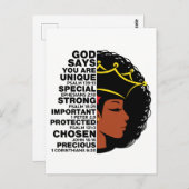 神は私は黒いクリスチャン女性メラニンSistaであると言う ポストカード (正面/裏面)