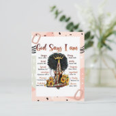 神は私は黒いクリスチャン女性メラニンSistaであると言う ポストカード (スタンド正面)