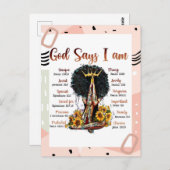 神は私は黒いクリスチャン女性メラニンSistaであると言う ポストカード (正面/裏面)