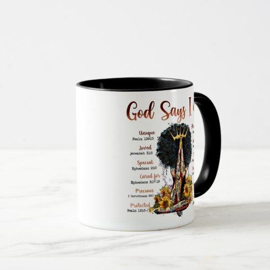 神は私は黒いクリスチャン女性メラニンSistaであると言う マグカップ (正面右)